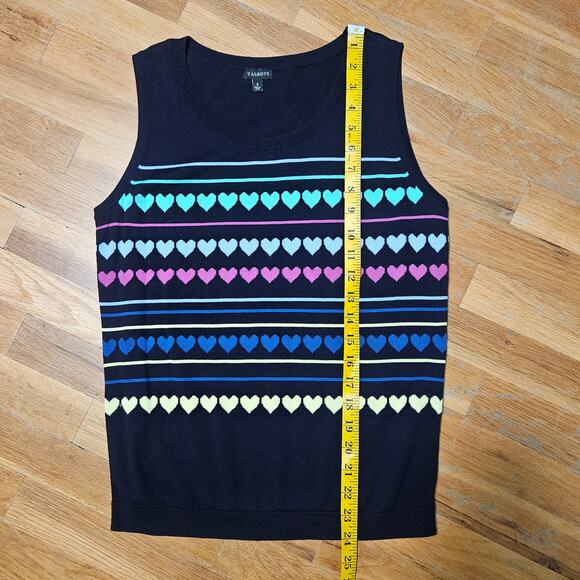 Talbots Sweater Set Size Petite M Navy Blue Cardigan Size Small Tank Heart Print - Picture 14 of 15